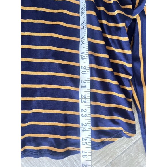 NWT Navy Mustard Top US Sz 14 Striped Rusched Blouse EU Sz 46 UK Sz 18 George - Picture 12 of 13